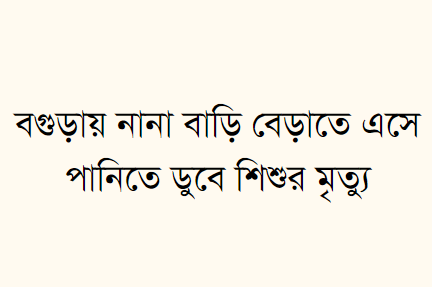 বগুড়ায় নানা বাড়ি বেড়াতে এসে  পানিতে ডুবে শিশুর মৃত্যু